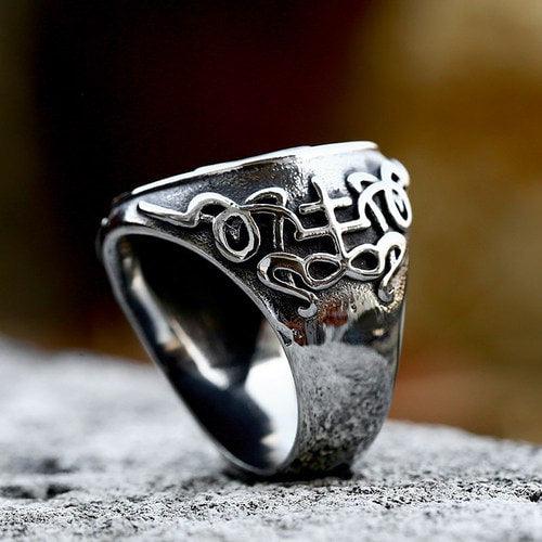 WOLFHA JEWELRY Vintage Satanic Star Circle Stainless Steel Ring 5