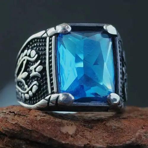 WOLFHA JEWELRY RINGS Vintage Setting Blue Gemstone Tulip Ring Blue 5