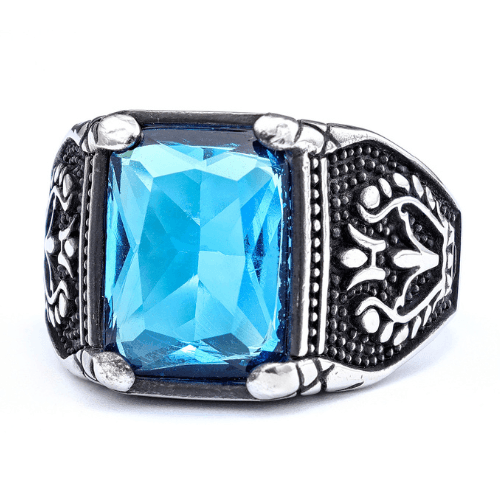WOLFHA  JEWELRY RINGS  Vintage Setting Blue Gemstone Tulip Ring Blue 1