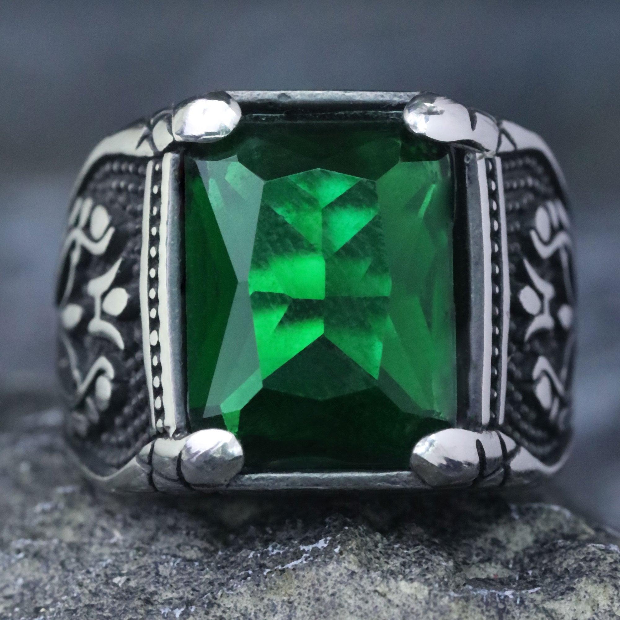 WOLFHA JEWELRY RINGS Vintage Setting Emerald Gemstone Tulip Ring 2