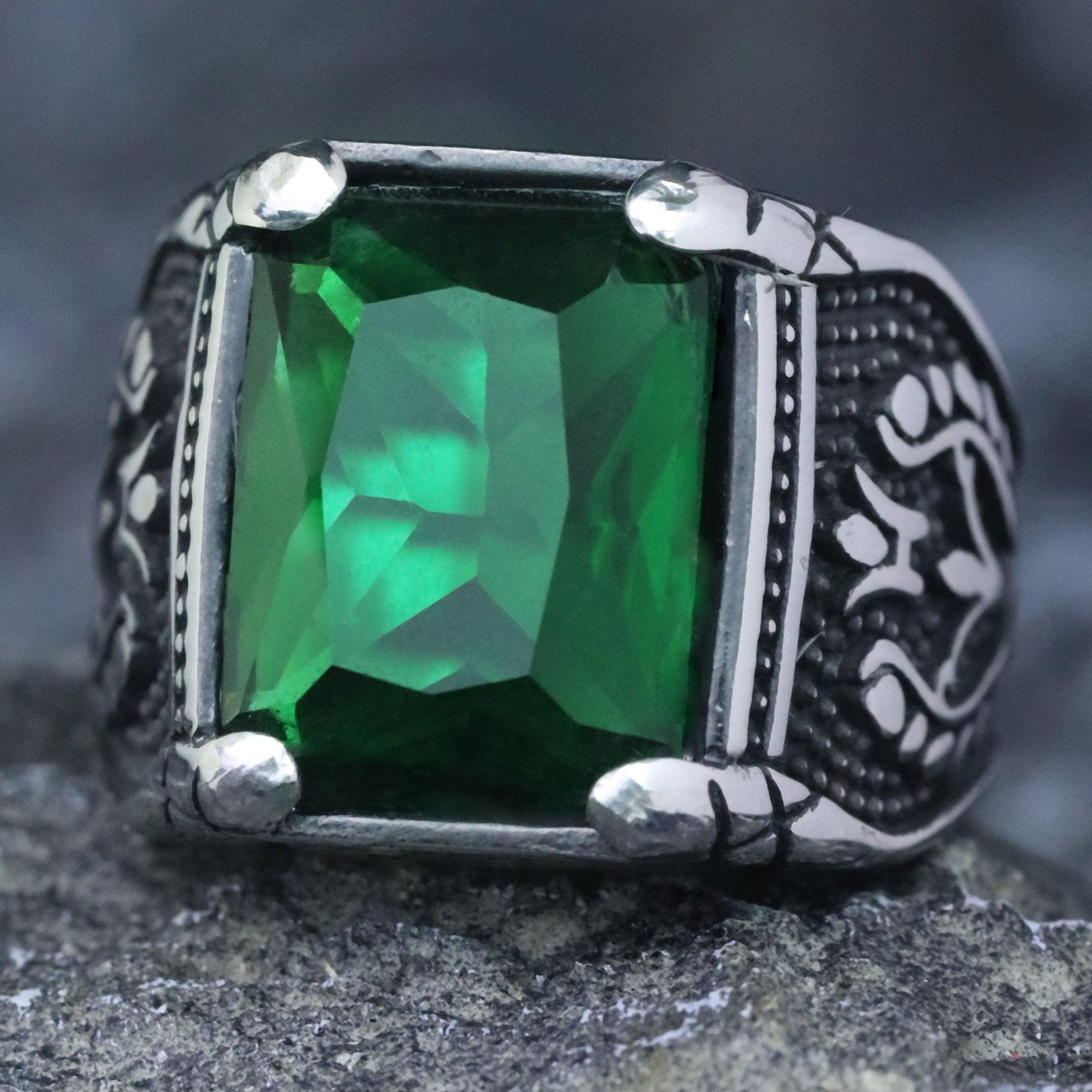 WOLFHA JEWELRY RINGS Vintage Setting Emerald Gemstone Tulip Ring 3