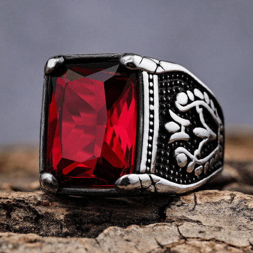 WOLFHA  JEWELRY RINGS Vintage Setting Ruby Gemstone Tulip Ring 1