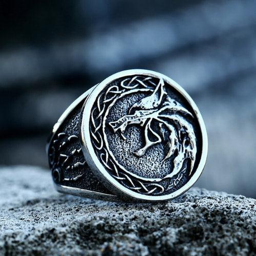 WOLFHA JEWELRY RINGS Vintage Stainless Steel Viking Wolf Ring Sliver 4