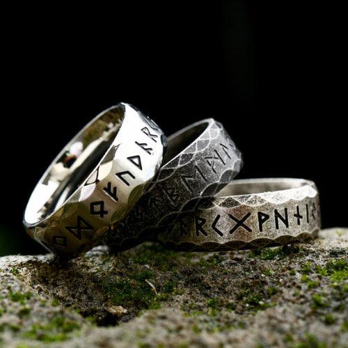 WOLFHA Vintage Viking Rune Stainless Steel Ring 1
