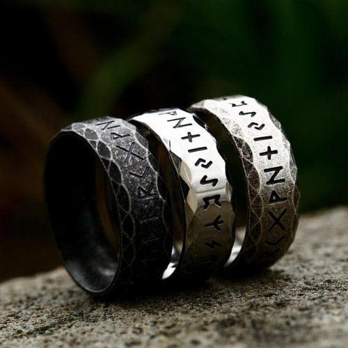 WOLFHA Vintage Viking Rune Stainless Steel Ring 2