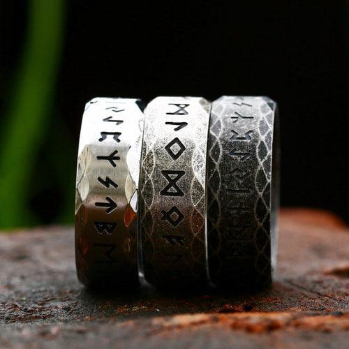 WOLFHA Vintage Viking Rune Stainless Steel Ring 3