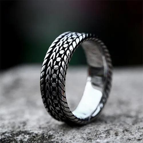 WOLFHA JEWELRY Vintage Wheat Pattern Stainless Steel Ring 1