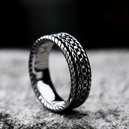 WOLFHA JEWELRY Vintage Wheat Pattern Stainless Steel Ring 2