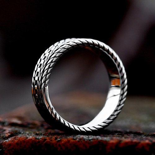 WOLFHA JEWELRY Vintage Wheat Pattern Stainless Steel Ring 5