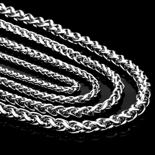 WOLFHA JEWELRY CHAIN Wheat Stainless Steel Chain Sliver 3