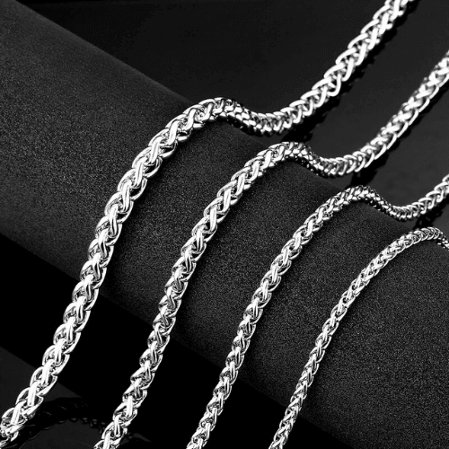 WOLFHA JEWELRY CHAIN Wheat Stainless Steel Chain Sliver 4