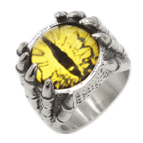 Wolfha Jewelry Yellow Evil Eye Vintage Dragon Claw Stainless Steel Ring 1