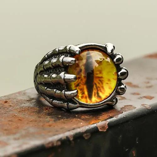 Wolfha Jewelry Yellow Evil Eye Vintage Dragon Claw Stainless Steel Ring 2