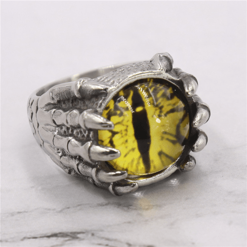 Wolfha Jewelry Yellow Evil Eye Vintage Dragon Claw Stainless Steel Ring 2